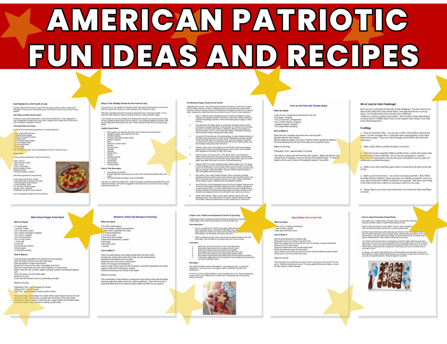 American Patriotic Fun Ideas and Recipes-4th of July Kids Challenge – 15 Days of Fun Activities & Recipes-Digital Download