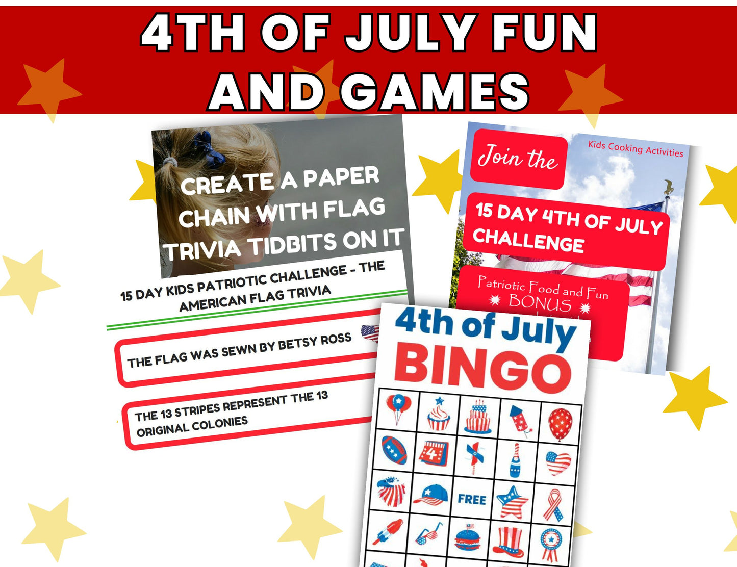 American Patriotic Fun Ideas and Recipes-4th of July Kids Challenge – 15 Days of Fun Activities & Recipes-Digital Download