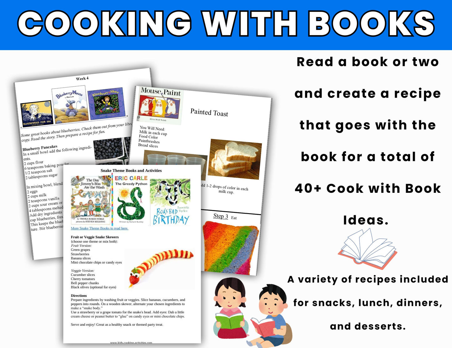 Cooking with Books-41 Fun Cooking & Reading Activities for Young Children-Digital Download