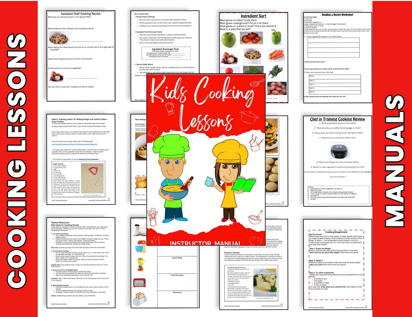 Cooking Curriculum Set for Teaching Children Cooking -Lesson Manuals, Cooking Posters, Worksheets--Digital Download