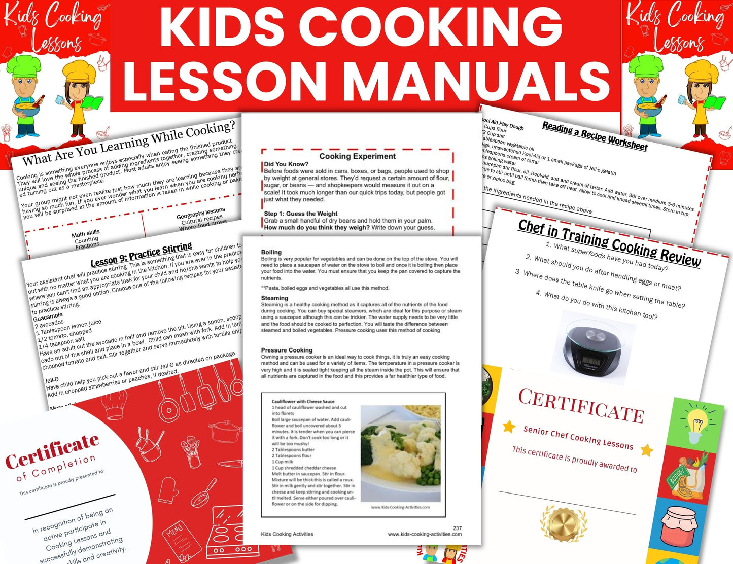 Kids Cooking Lessons – Instructor & Student Manual Set Bundle-Digital Download