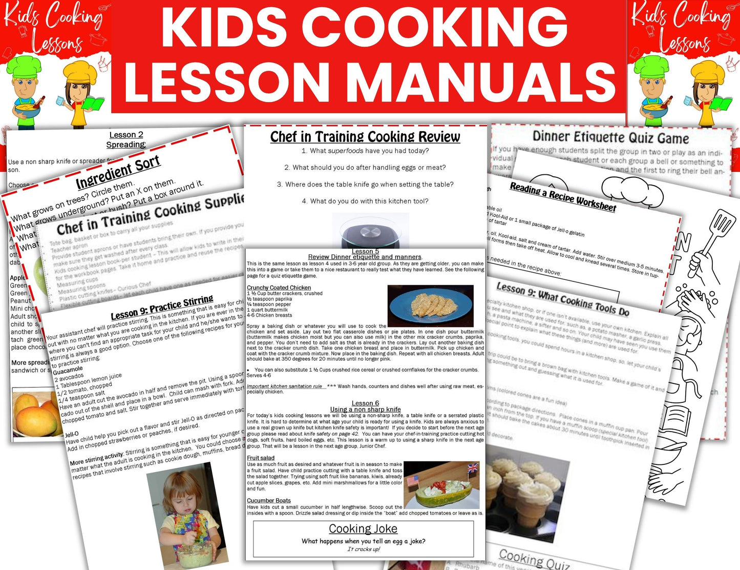 Kids Cooking Lessons – Instructor & Student Manual Set Bundle-Digital Download