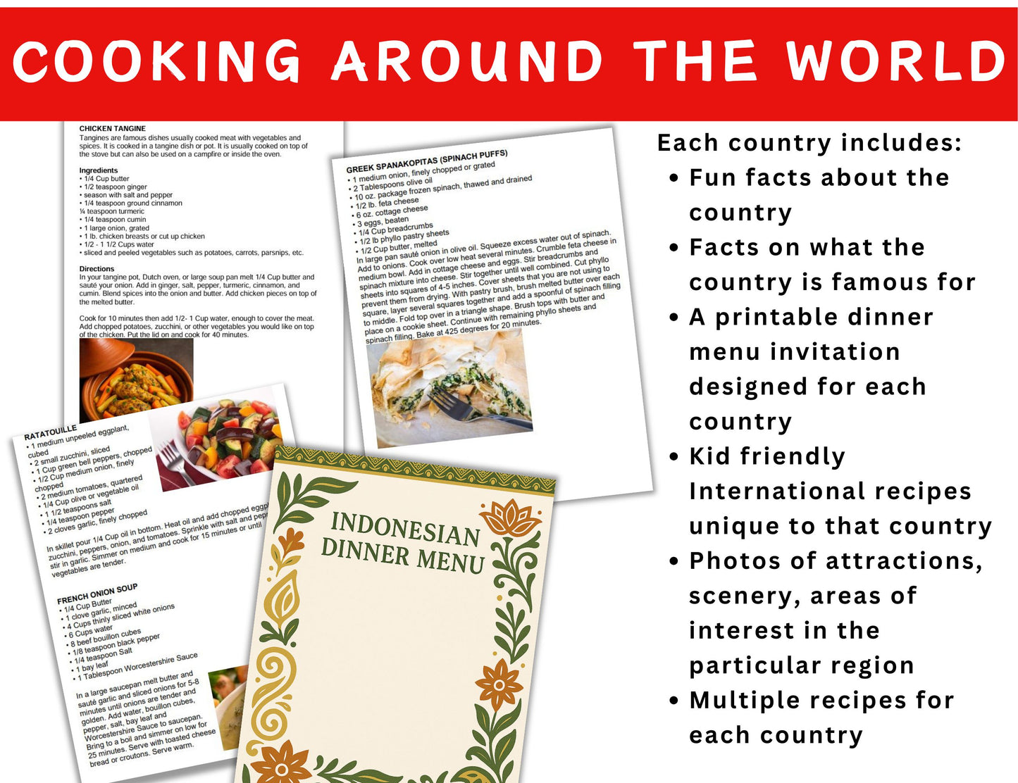 Cooking around the World Studies-International Recipes, Geography & Cultural Activities -Digital Download