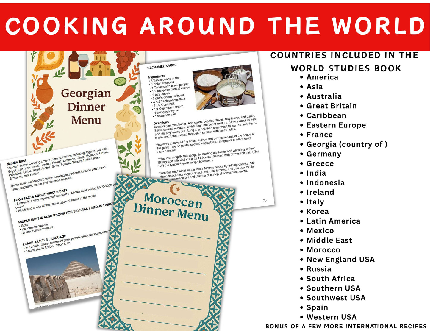 Cooking around the World Studies-International Recipes, Geography & Cultural Activities -Digital Download