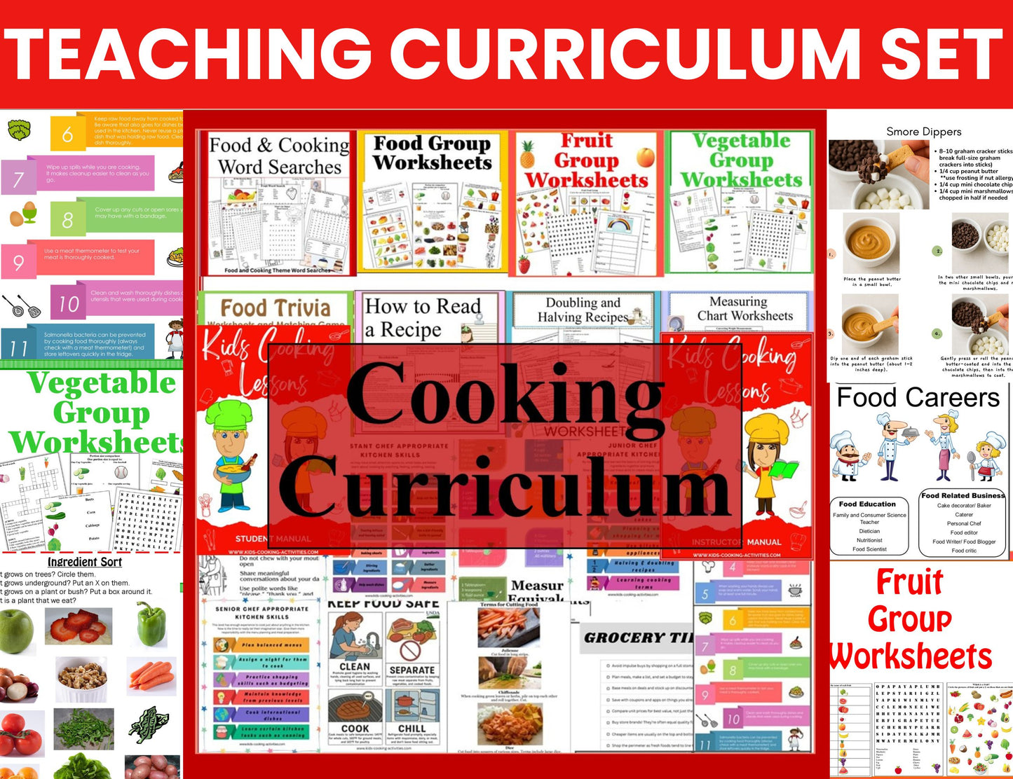 Cooking Curriculum Set for Teaching Children Cooking -Lesson Manuals, Cooking Posters, Worksheets--Digital Download