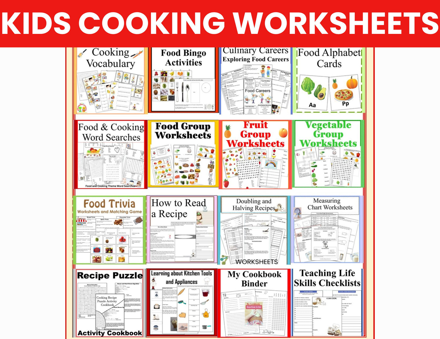 Cooking Curriculum Set for Teaching Children Cooking -Lesson Manuals, Cooking Posters, Worksheets--Digital Download