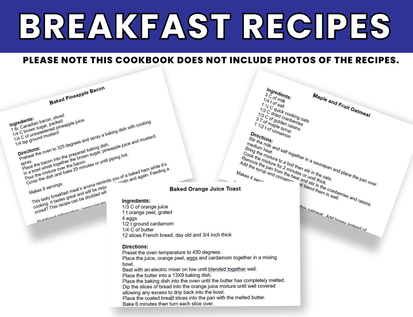 Breakfast Cookbook for Kids--Digital Download