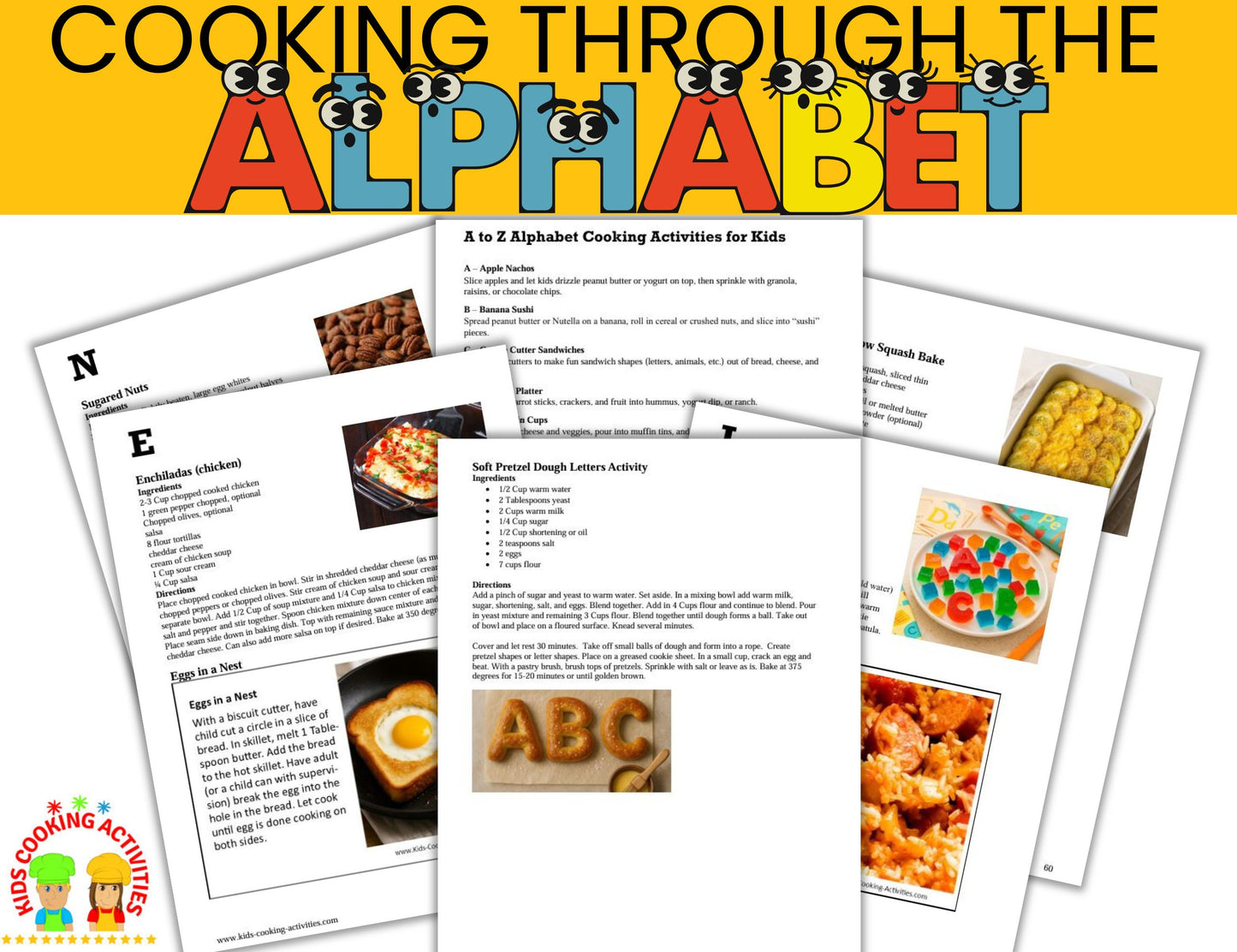 Cooking with the Alphabet- Kids Cooking Activities for Each Letter of the Alphabet- Coloring Activities Bonus- Digital Download