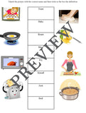 Cooking Vocabulary Terms Worksheets-Digital Download