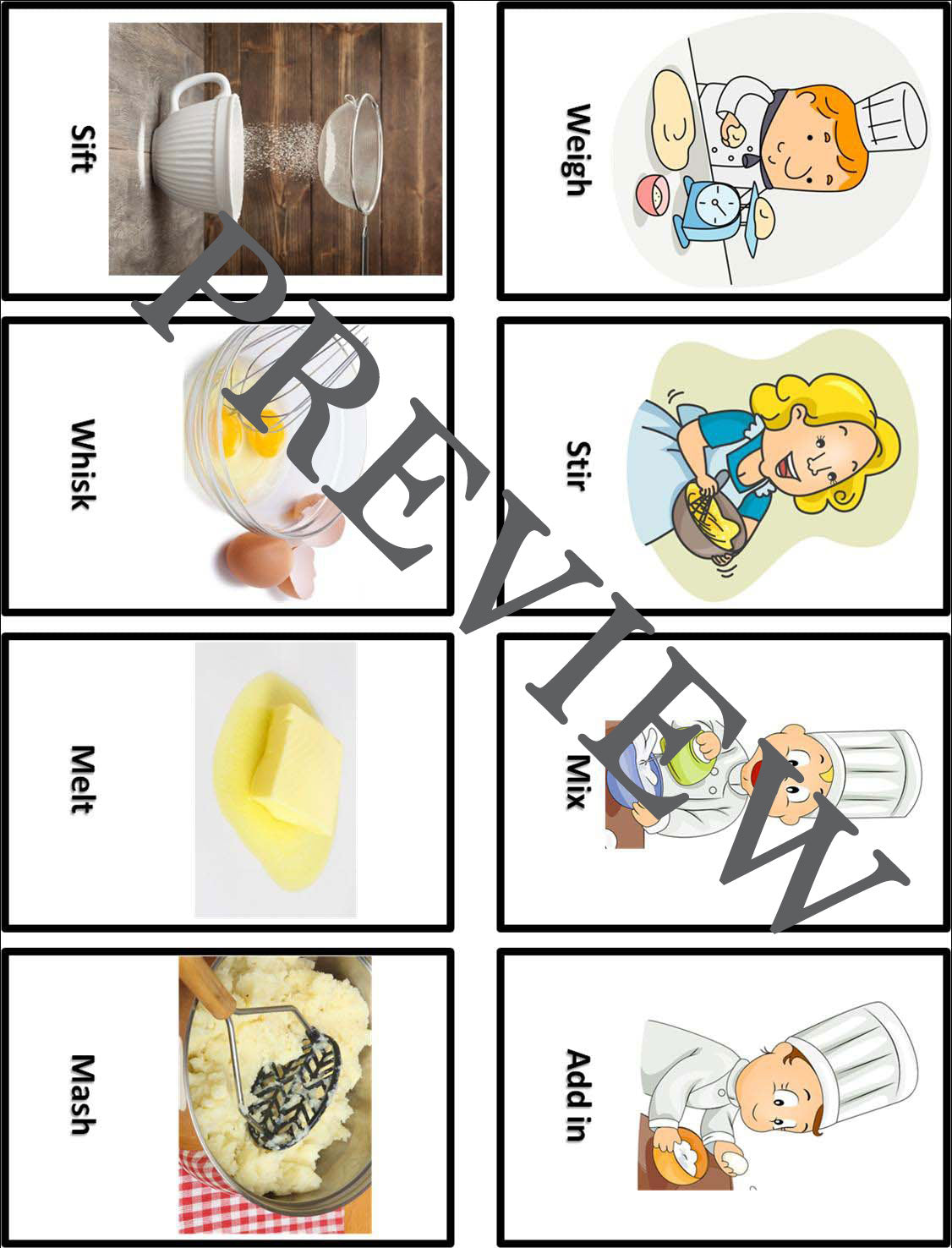 Cooking Vocabulary Terms Worksheets-Learn Essential Kitchen Language-Digital Download