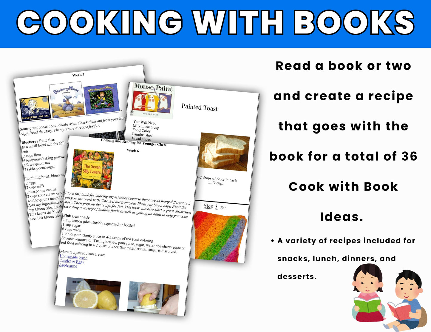 Cook with Books Bundle Set- Reading and Cooking Activities for Kids- Digital Download