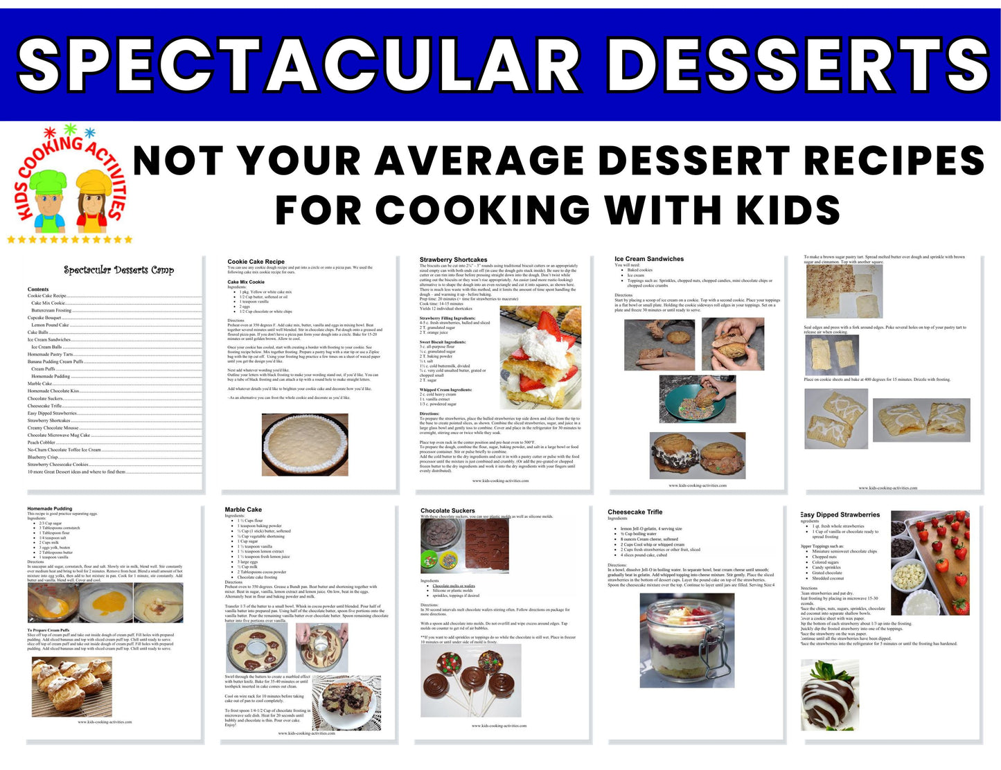 Spectacular Desserts Camp-25 Not Your Average Dessert Recipes for Cooking with Kids- Digital Download