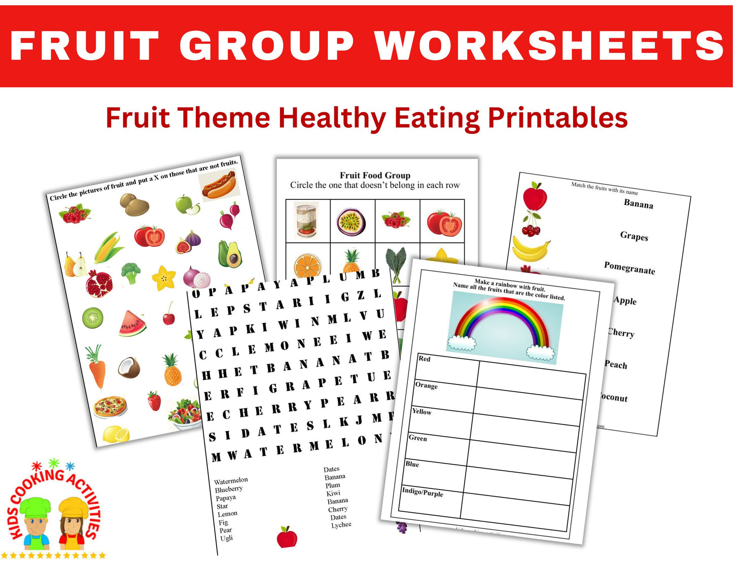 Food Group Worksheets Bundle Set-Food Group Learning Worksheets-Digital Download