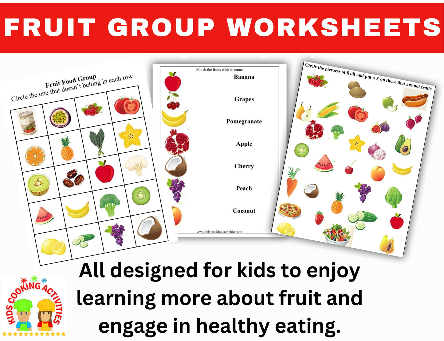 Fruit Group Worksheets- Fun & Educational Healthy Eating Printables-Digital Download