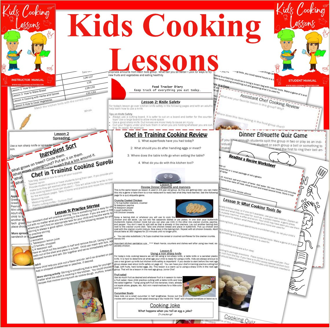 Kids Cooking Lessons – Instructor & Student Manual Set Bundle-Digital Download
