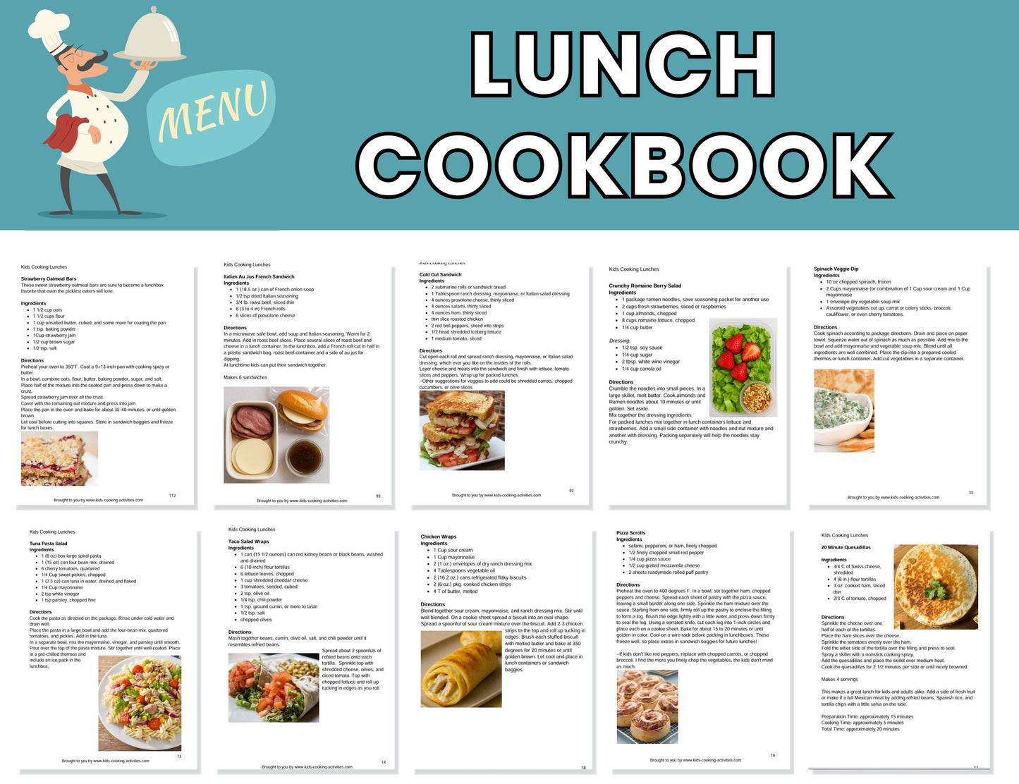 Kids Lunch Cookbook – 100+ Healthy & Fun Lunch Recipes and Packed Lunches-Digital Download