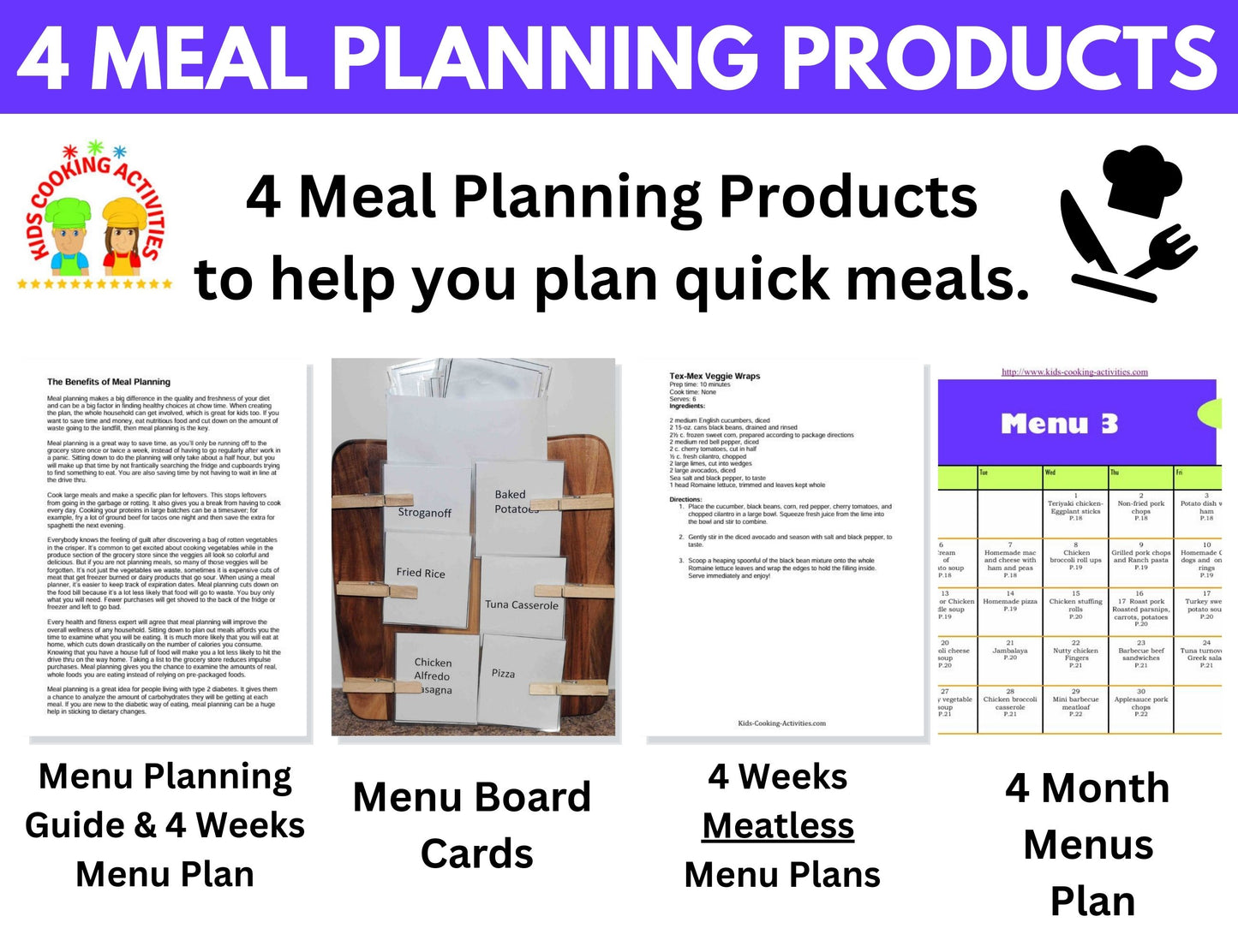 Ultimate Family Meal Planning Bundle – 4 Menu Planning Guides for Stress-Free Meals -Digital Download