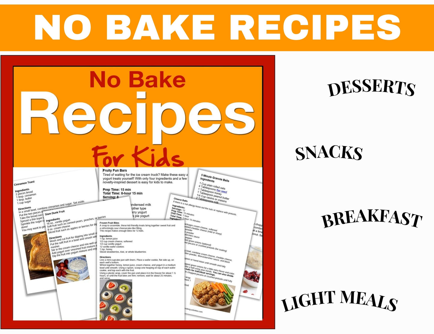 No Bake Cookbook For Kids- 70 No Bake Recipes- Digital Download