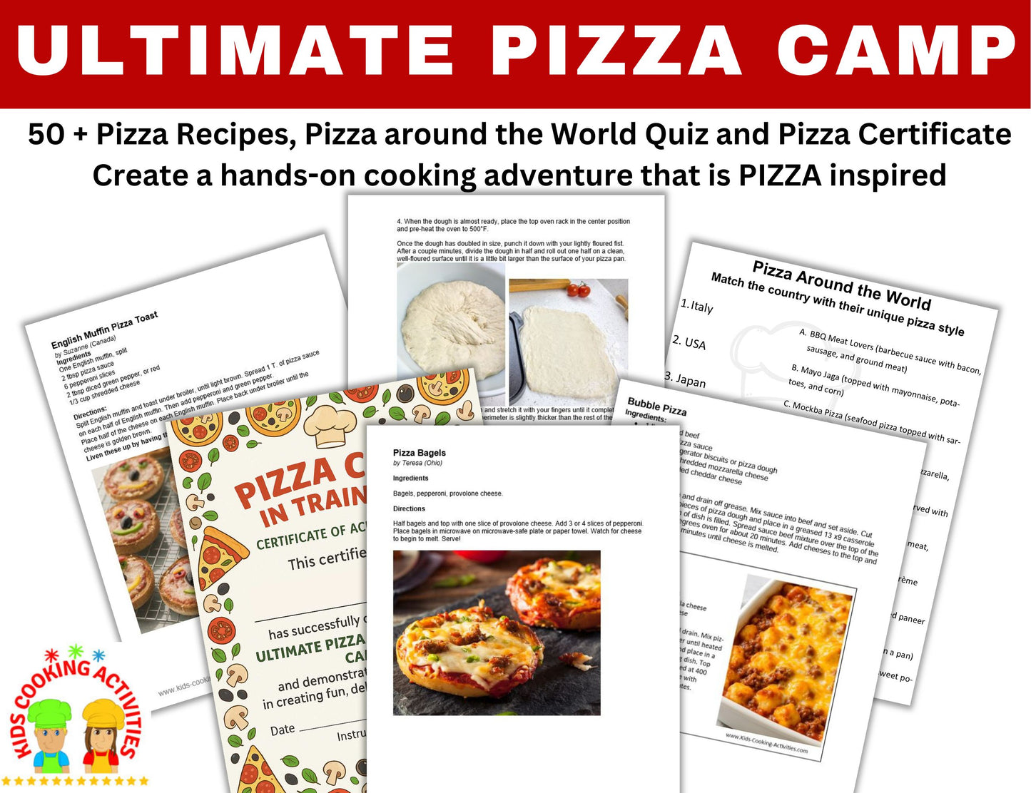 Ultimate Pizza Kids Cooking Camp – Fun & Easy Recipes for Chefs of All Ages- Digital Download