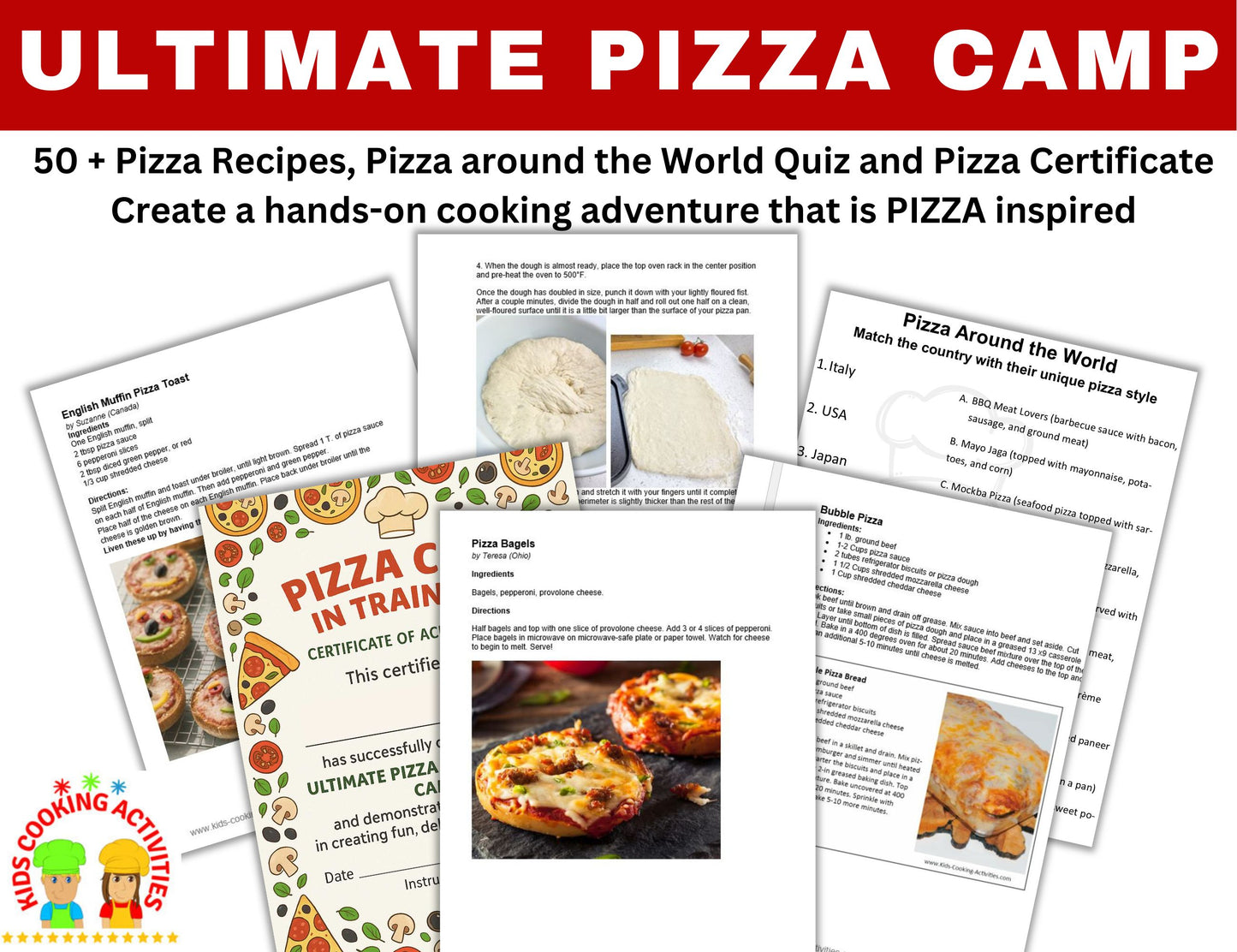 Ultimate Pizza Kids Cooking Camp – Fun & Easy Recipes for Chefs of All Ages- Digital Download