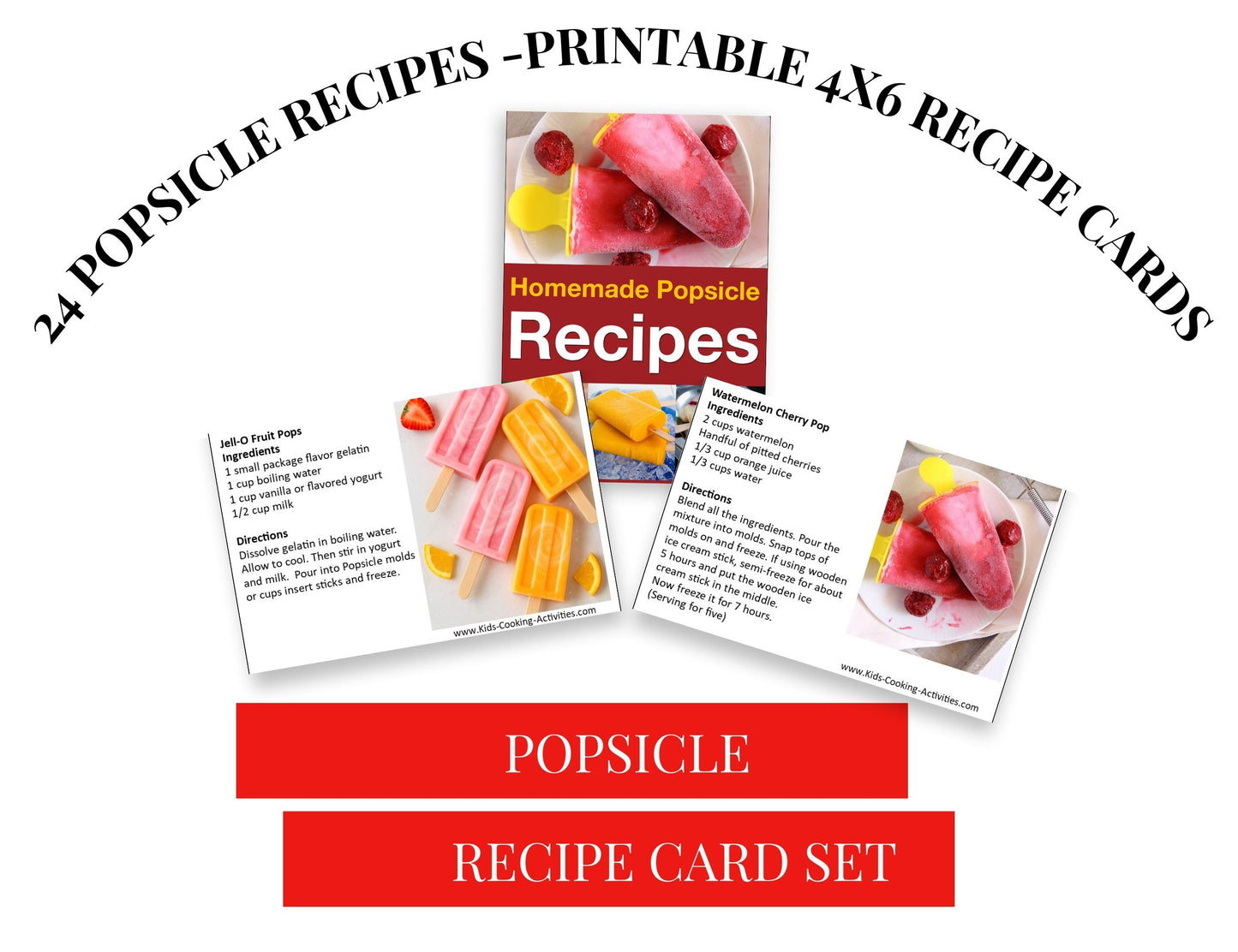 Homemade Popsicle Recipes – 24 Printable 4x6 Recipe Cards (PDF & JPG) - DIGITAL DOWNLOAD