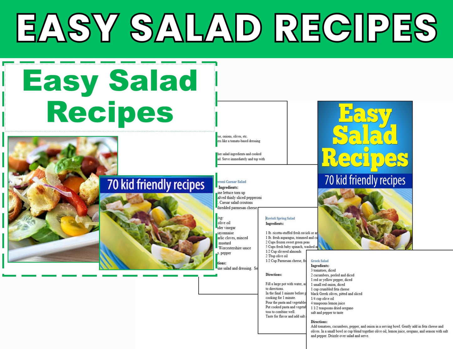 70 Easy Kid-Friendly Salad Recipes- Salad Cookbook-Digital Download