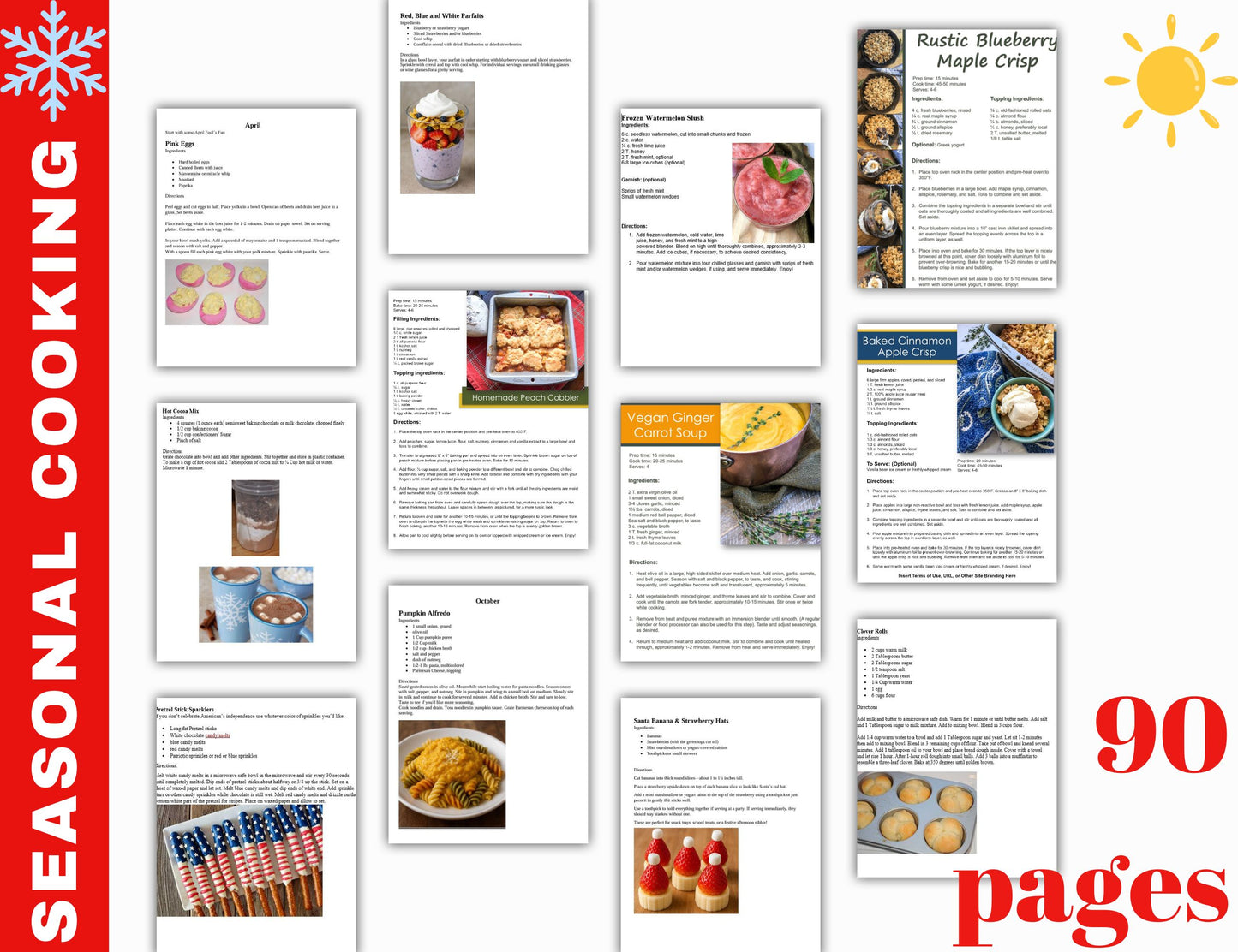 Seasonal Cooking Activities-A Year of Cooking Ideas with Monthly Recipes & Bonus Printable Games-Digital Download