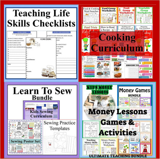 Teaching Life Skills Bundle – Money, Sewing, Cooking & Essential Skills (Digital Download)