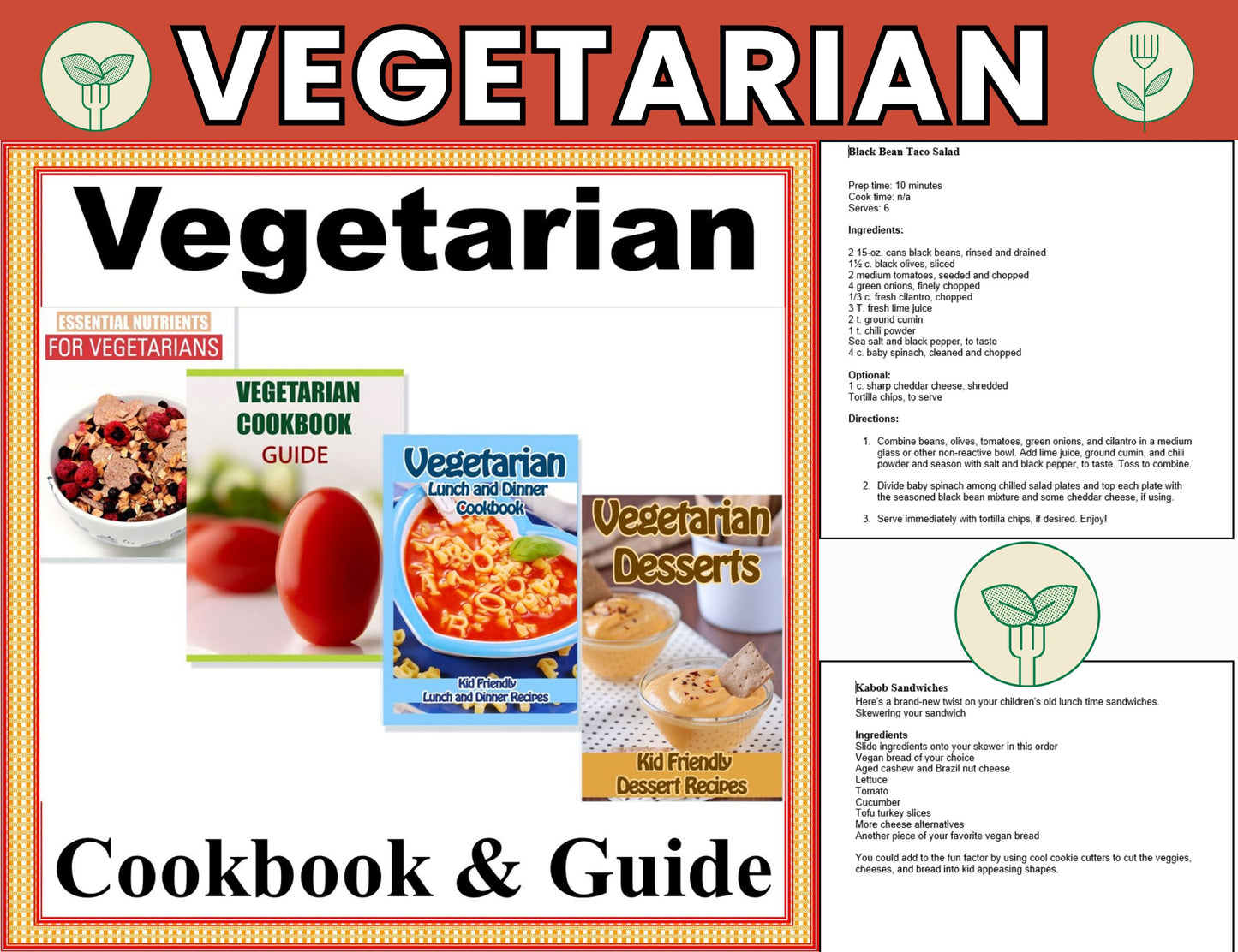 Vegetarian Cookbook Guide with 4-Week Meal Plan-Digital Download