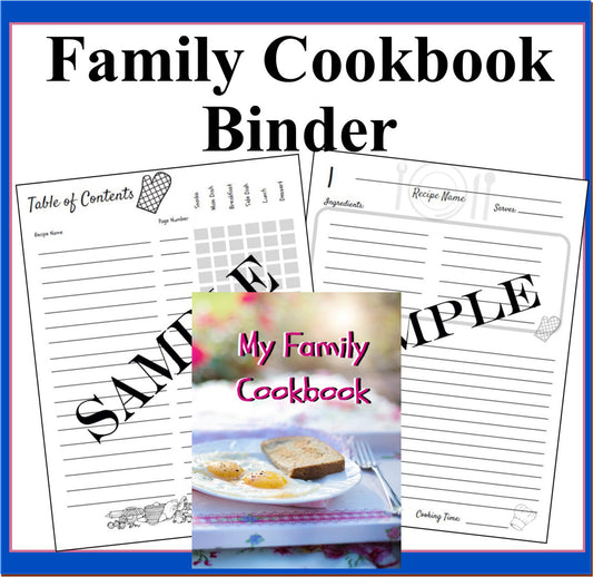 My Family Cookbook: The Blank Cookbook or Recipe Binder for collecting your family recipes- Recipe Journal to Write In 100 Recipes-Digital Download