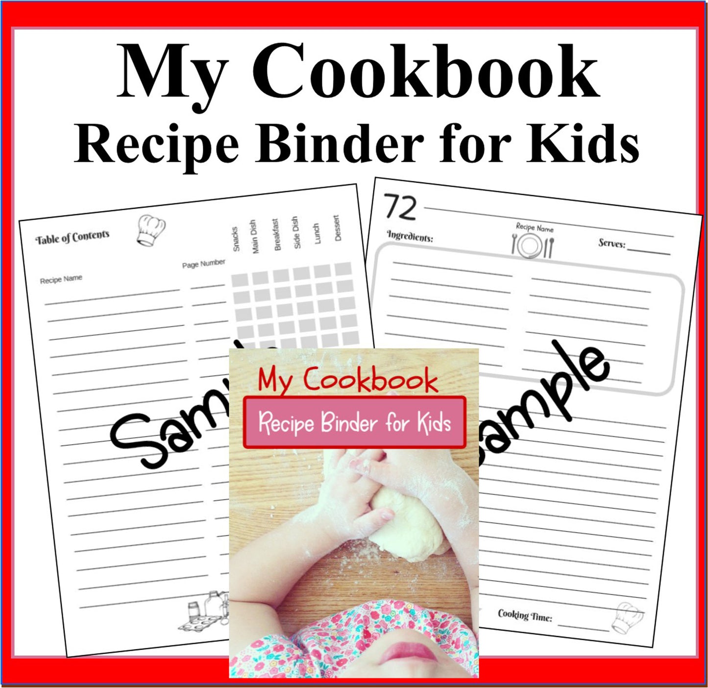 My Cookbook Recipe Binder for Kids- Collect 100 Recipes Plus Kitchen Safety Tips for Children-Recipe Journal to Write In 100 Recipes-Digital Download
