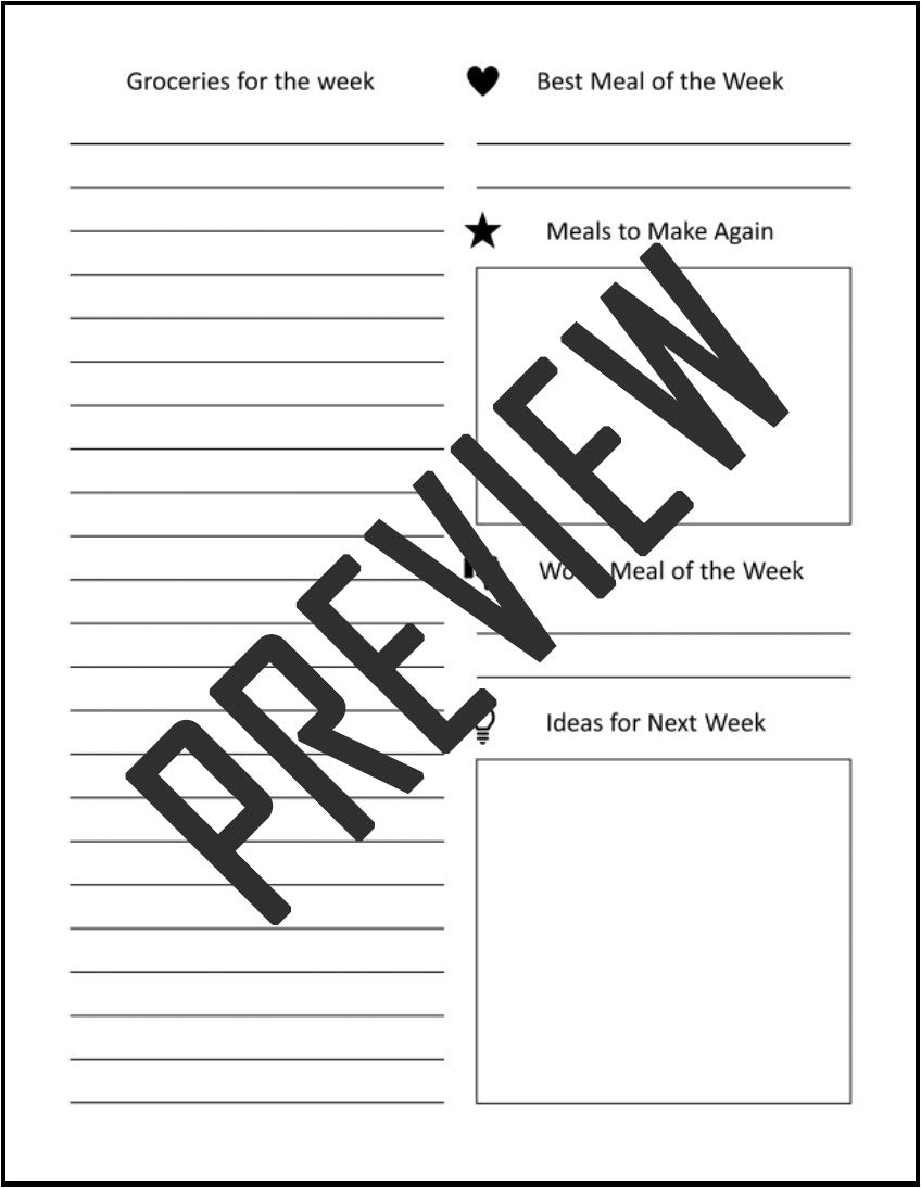 Weekly Menu Planner, Ultimate Meal Planner & Recipe Organizer – 54 Weeks of Meal Planning (DIGITAL DOWNLOAD)