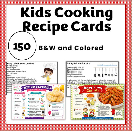 Kids Cooking Recipe Cards Deluxe Set-150 Recipes in 15 Categories-Digital Download