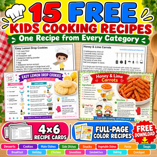 15 free kids cooking recipe cards printable sample set