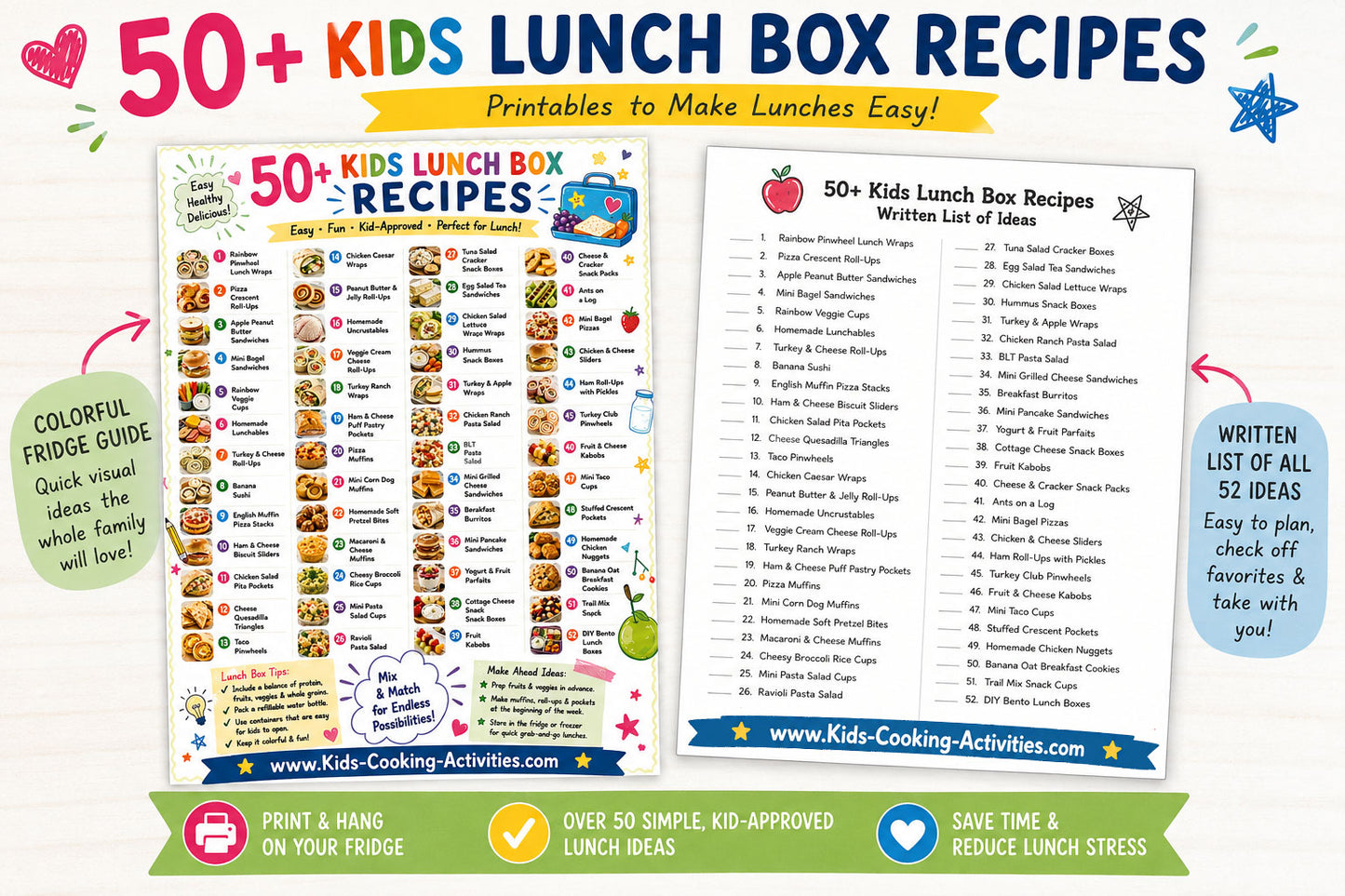 50+ Kids Lunch Box Recipes- Digital Download