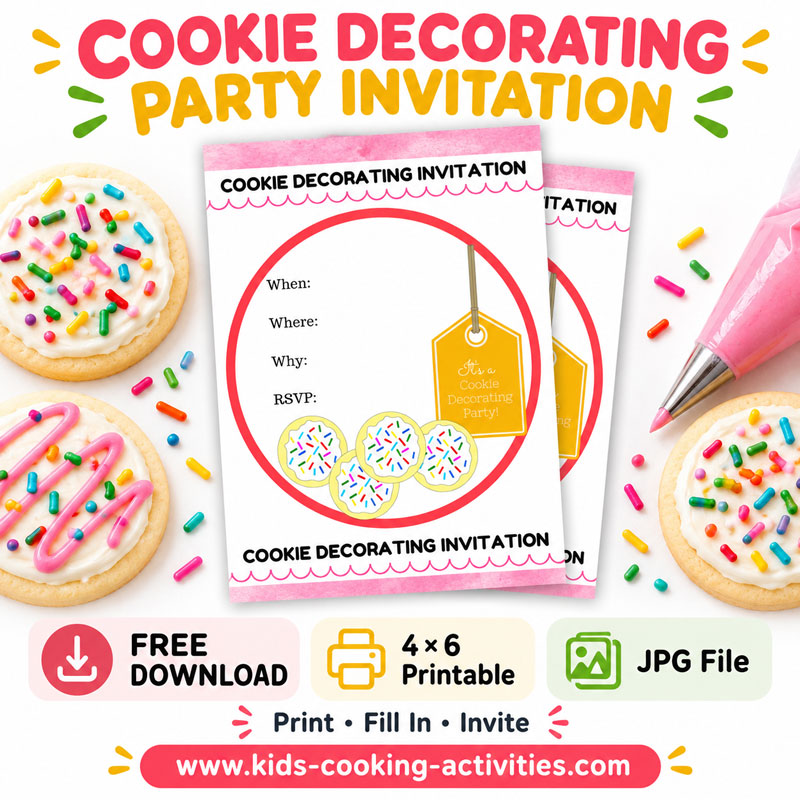 Free Cookie Decorating Party Invitation – Printable 4x6 JPG