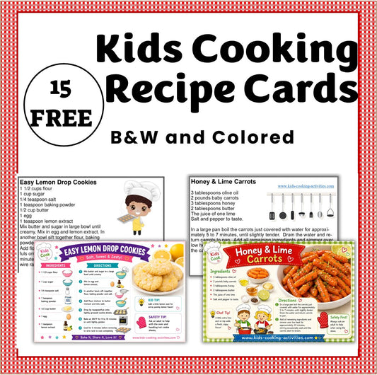 15 FREE Kids Cooking Recipe Cards-Digital Download