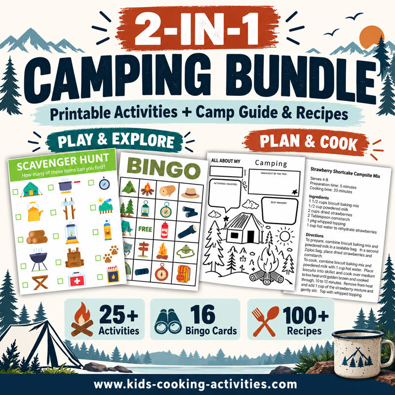 2-in-1 Camping Bundle with printable activity previews and camping recipes