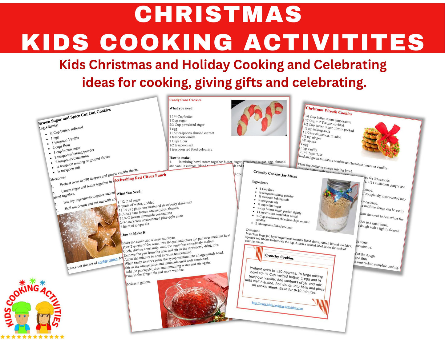 Kids Christmas and Holiday Cooking and Celebrating Ideas-Christmas Cooking Activities-Digital Download