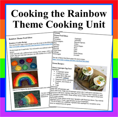 Cook and Eat the Rainbow Theme Cooking Unit & Fruit Vegetable Nutrition Chart- Digital Download