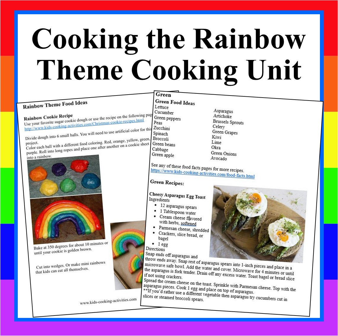 Cook and Eat the Rainbow Theme Cooking Unit & Fruit Vegetable Nutrition Chart- Digital Download