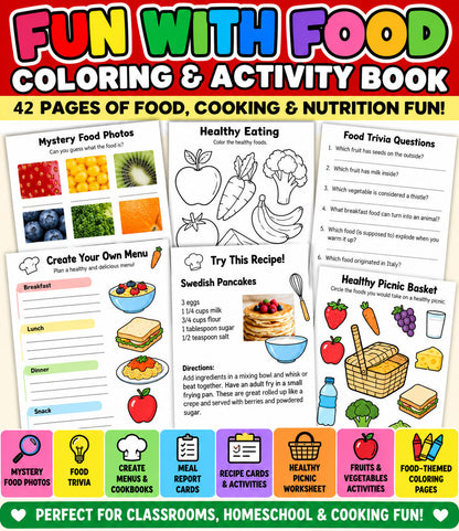 Fun with Food Activity Book – 42 Cooking, Nutrition & Healthy Eating Activities-Digital Download
