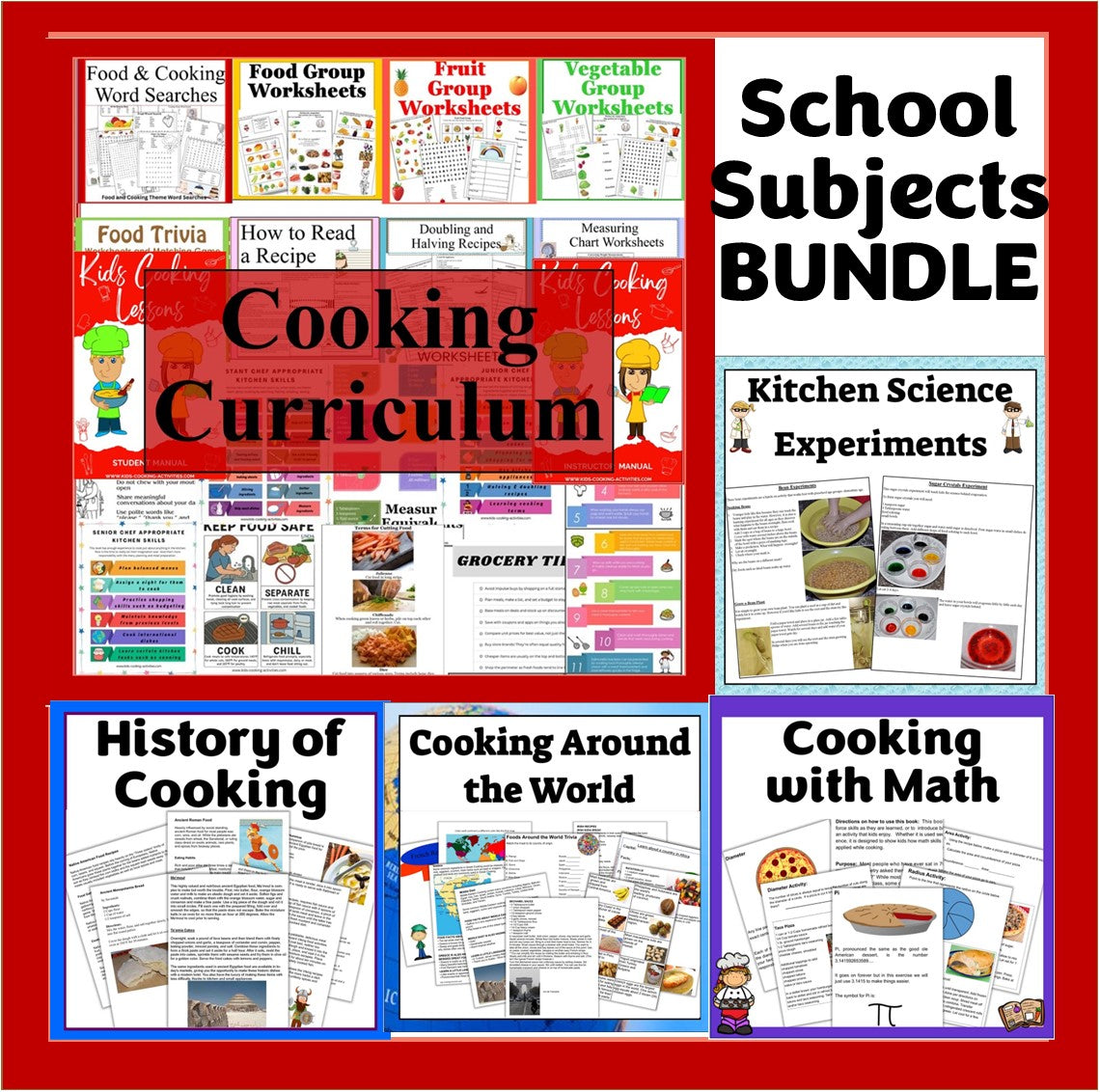 Cooking in School Subjects-Teach Cooking Across the Curriculum – Cooking, Science, History, Geography & Math Bundle