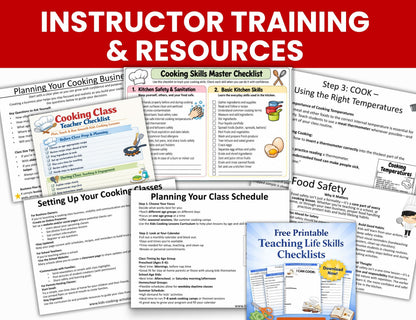 Cooking instructor training materials with business planning, class pricing, food safety and marketing resources