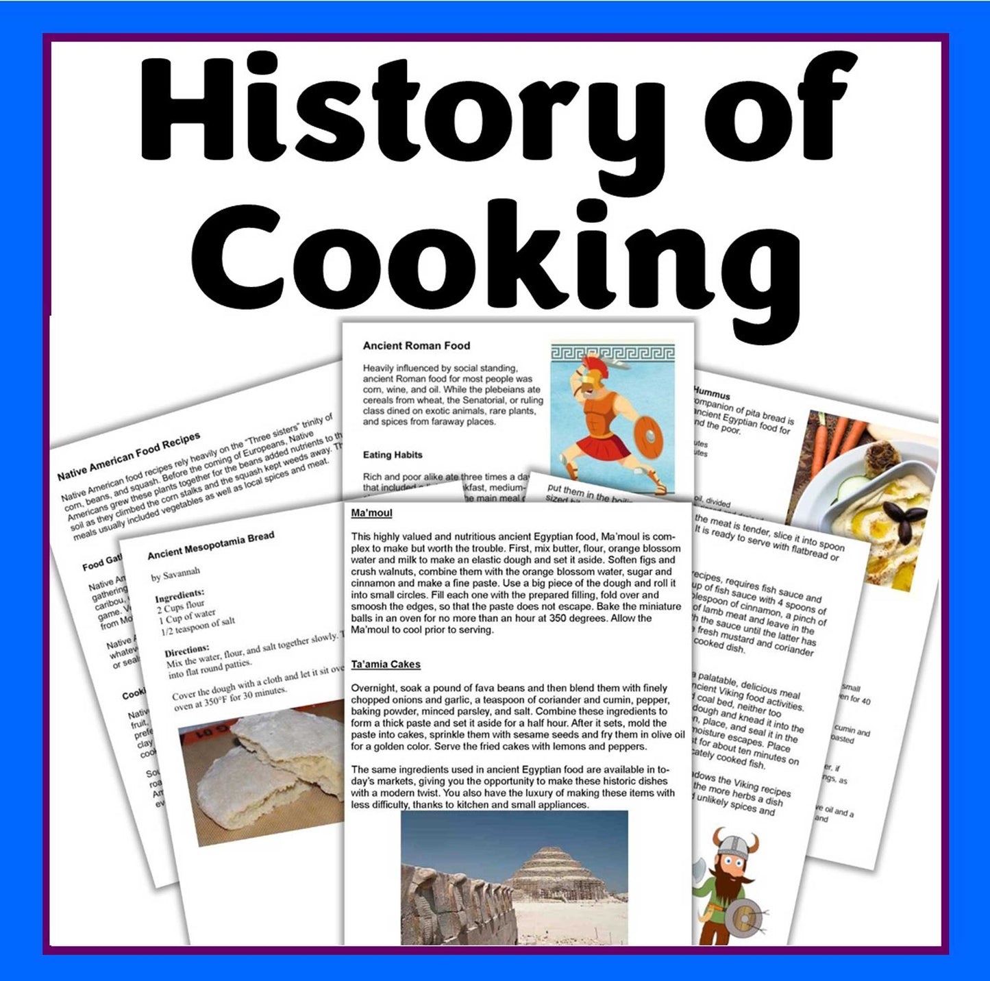 Cooking throughout History -History of Cooking and Recipes to Try -Digital Download