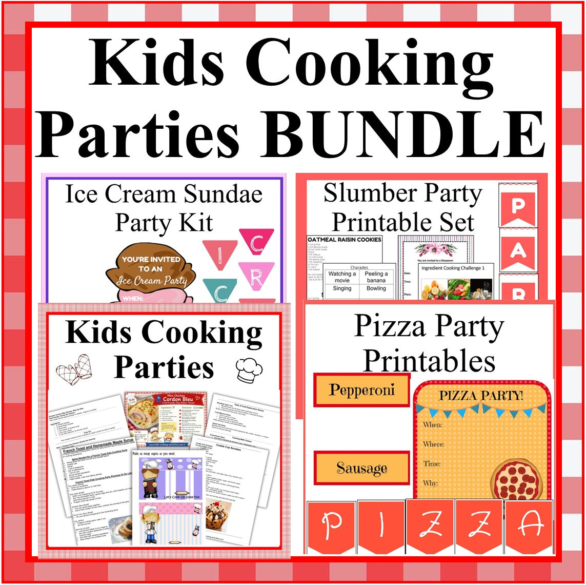 Kids Cooking Parties BUNDLE Set – Party Plans, Printables, and Games for Themed Cooking Fun (Digital Download)