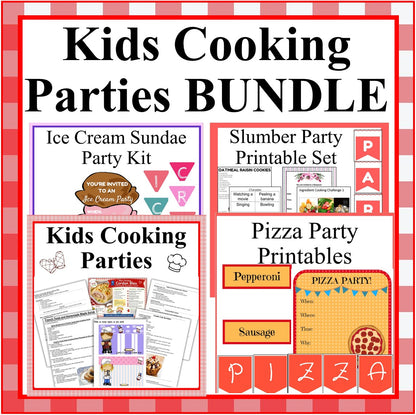 Kids Cooking Parties BUNDLE Set – Party Plans, Printables, and Games for Themed Cooking Fun (Digital Download)