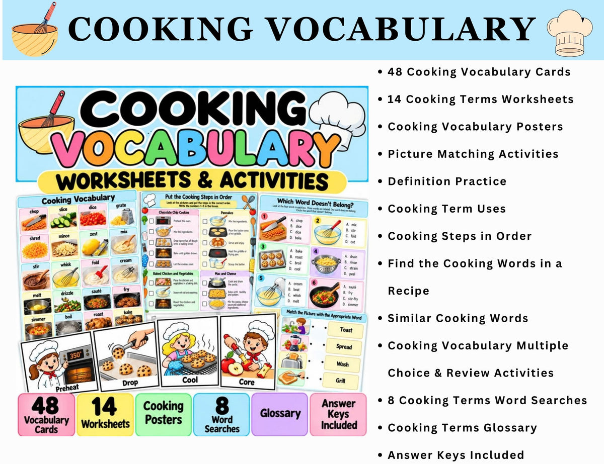 Cooking Vocabulary Worksheets & Activities