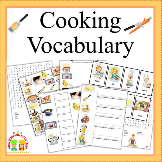 Cooking Vocabulary Terms Worksheets-Learn Essential Kitchen Language-Digital Download