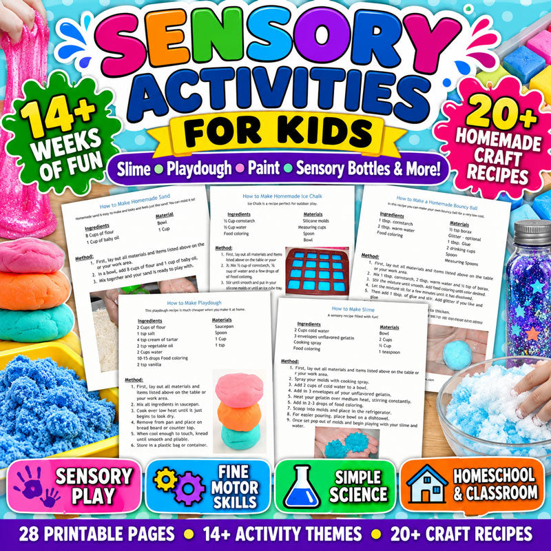 Sensory Homemade Craft Recipes with 20+ kids sensory activities
